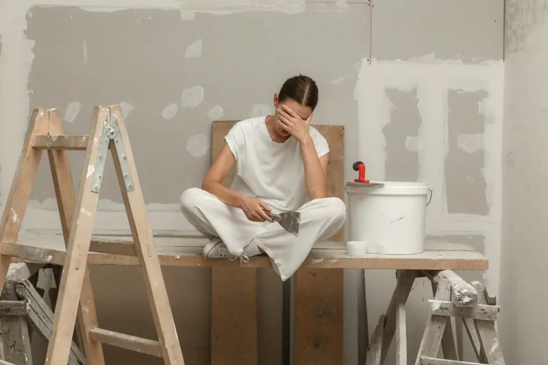 A frustrated homeowner who tried doing their own drywall.