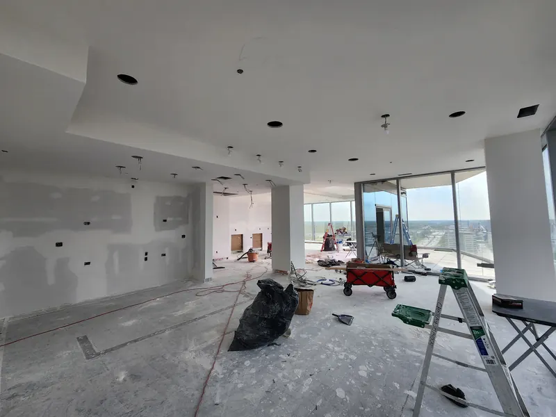 Drywall installation in progress by AJ Drywall